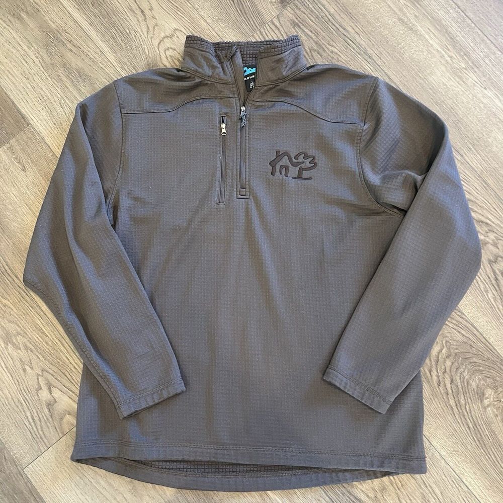 Tri-Mountain Waffle Brown Sz‎ Large Men's  1/4 Zip Pullover Sweater